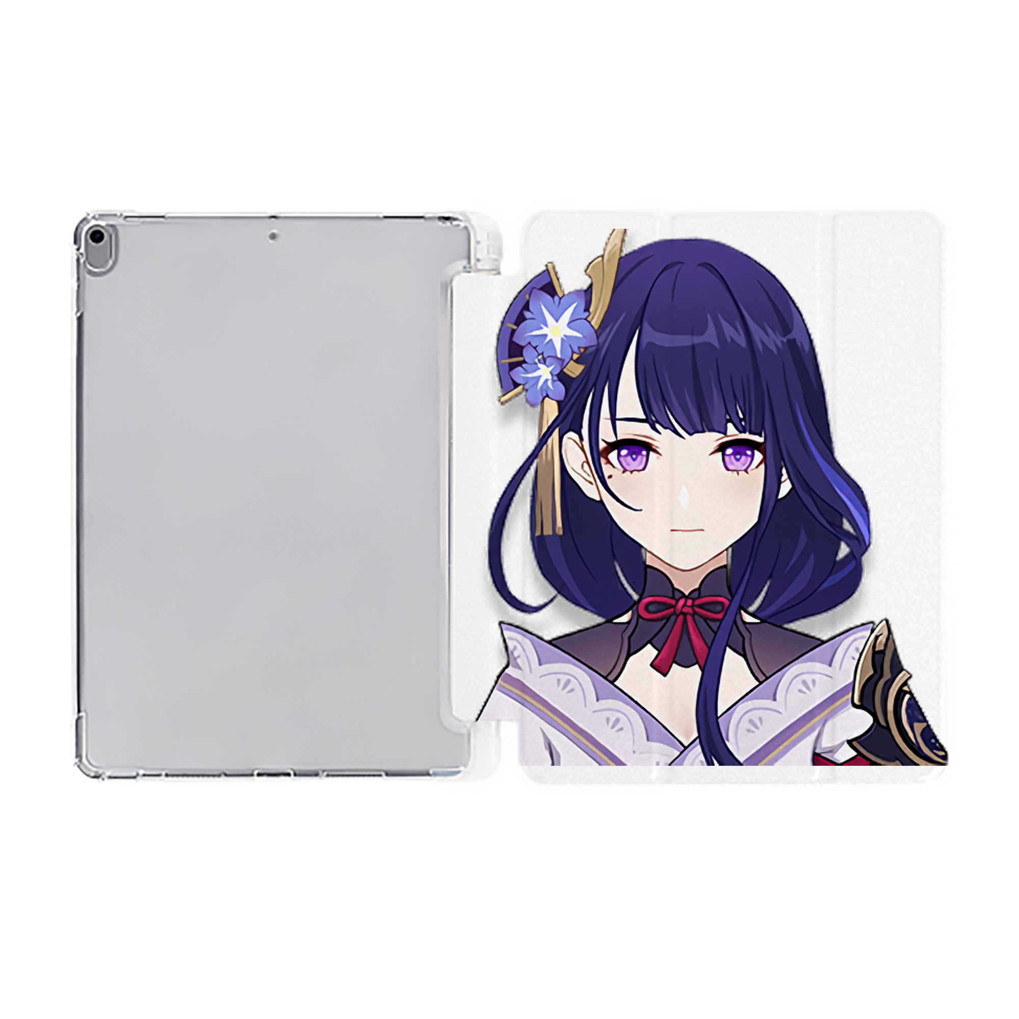 げんし神 雷電将軍 らいでんしょうぐん genshin Raiden Shogun IPad ケース ペン収納付き 三つ折りスタンド PUレザー×シリコン 対応機種9.5/10.5/10.9インチ